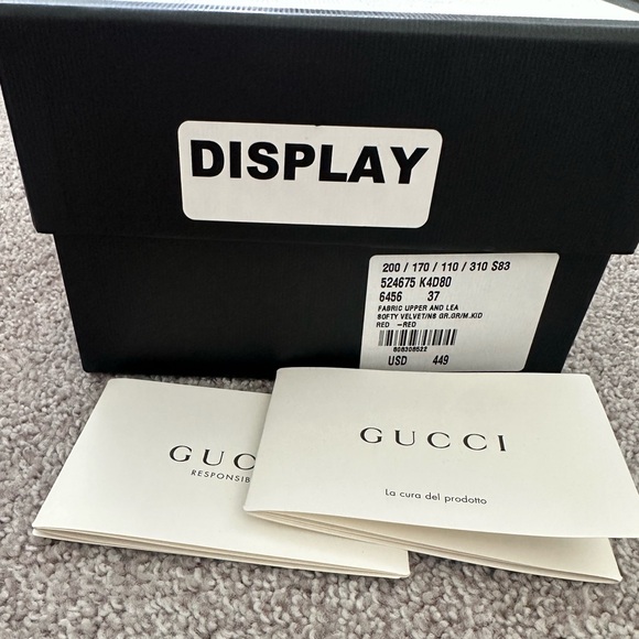 GUCCI RED VELVET MULES - Picture 4 of 4